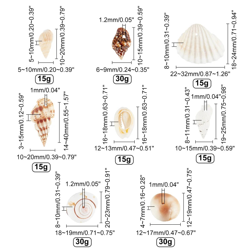 Lot 466 Coquillages Spirales Miniatures - 15 Styles pour Bijoux & Déco