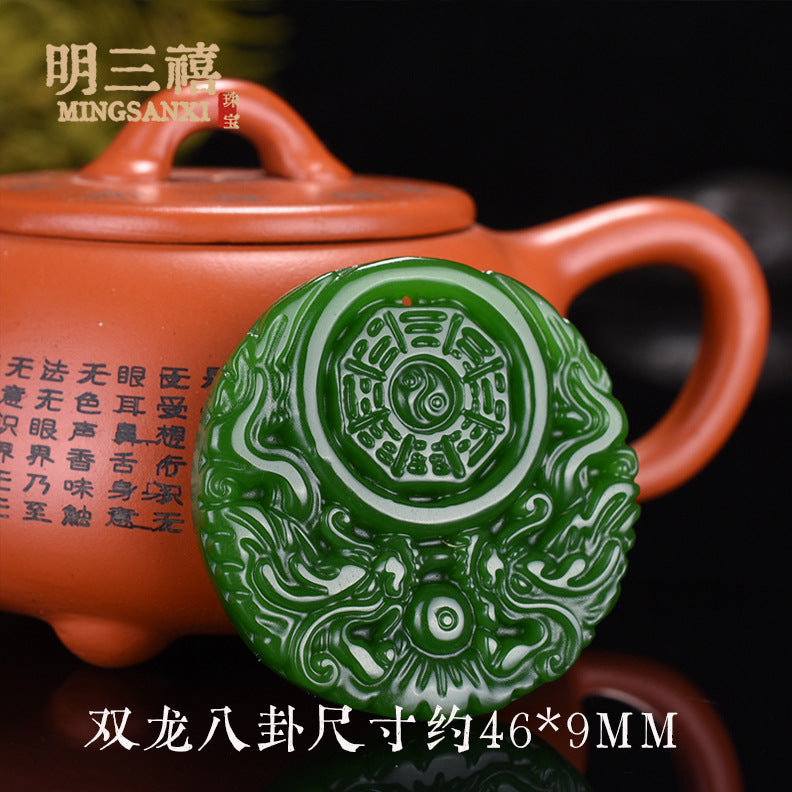 Xinjiang Outer Mongolian Material Pixiu Ping An No-thing Brand Lucky Bag Pendant Spinach Green Jasper Guanyin Buddha Dragon Brand Carp Pendant
