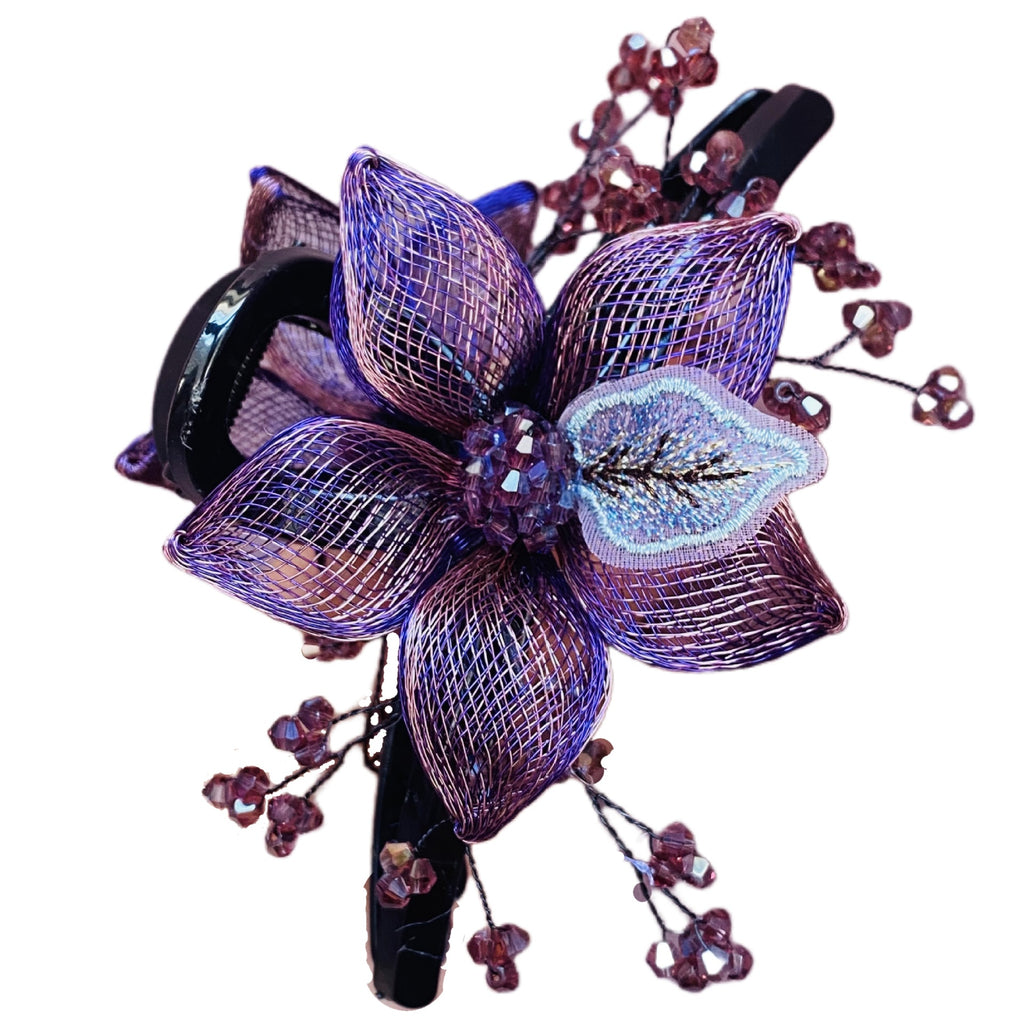 Korean-Style High-End Handmade Copper Wire Braided Flower Hair Clip, Plastic Resin Large Shark Clip for Updo at the Back of the Head