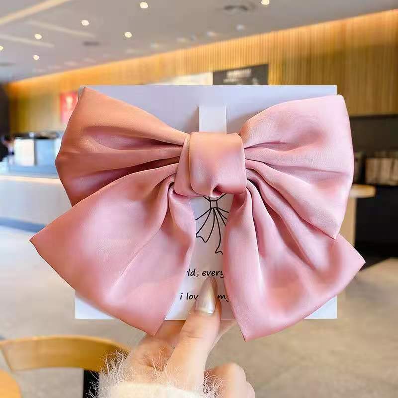 Korean Same Style Red Big Bow Hairpin Female Back Head Top Clip Simple French Retro Popular Kidsren's Hair Accessories