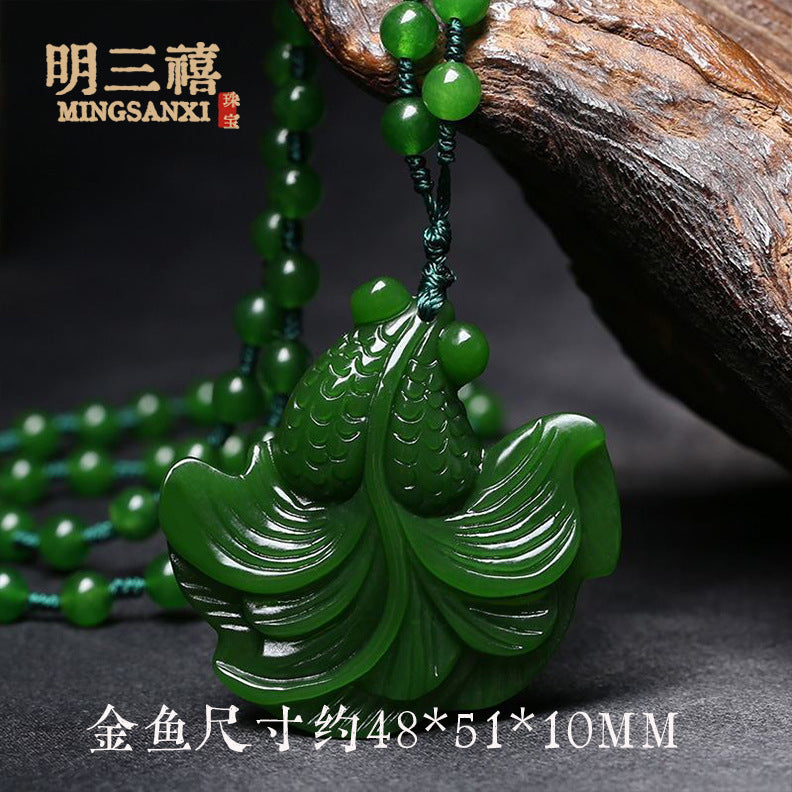 Xinjiang Outer Mongolian Material Pixiu Ping An No-thing Brand Lucky Bag Pendant Spinach Green Jasper Guanyin Buddha Dragon Brand Carp Pendant