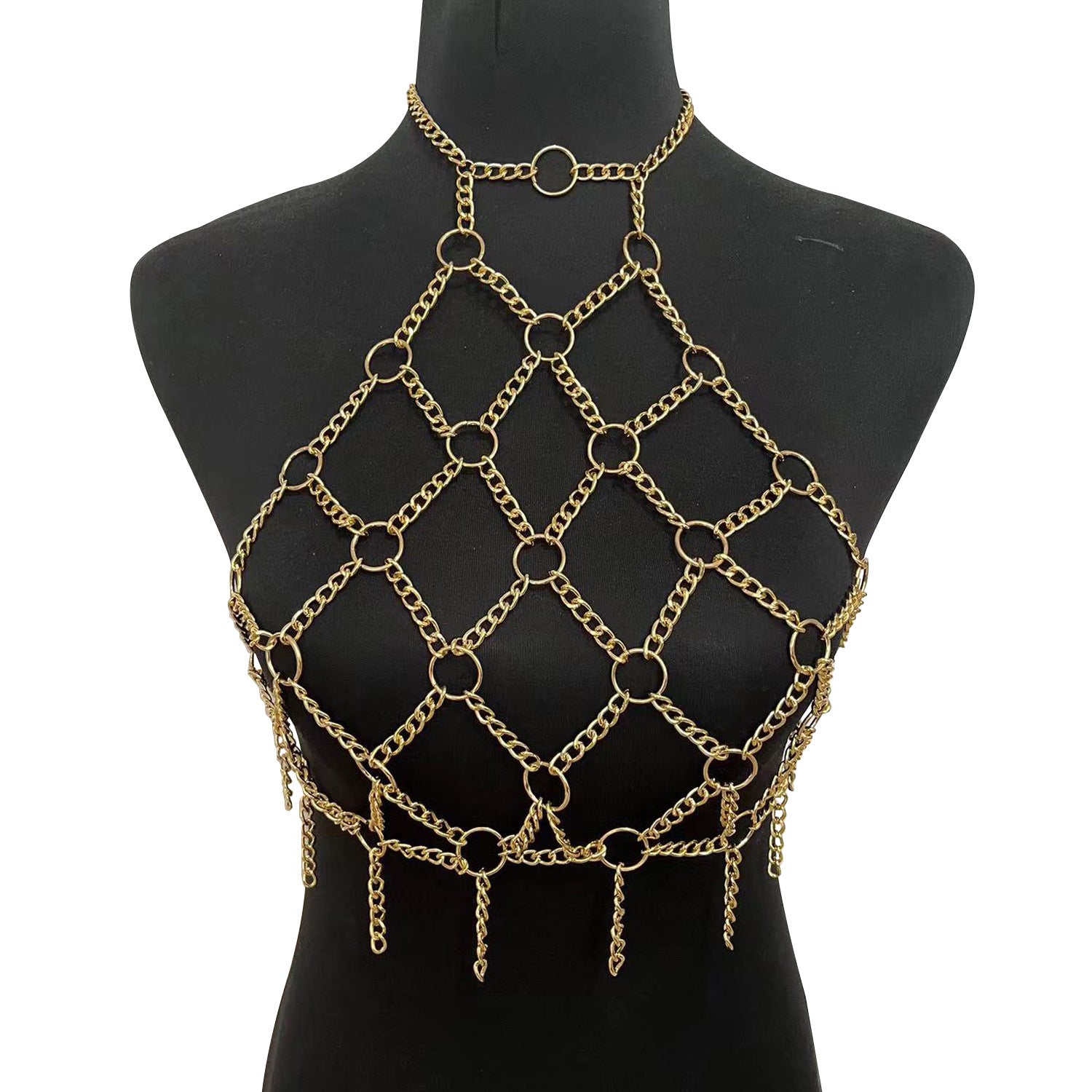 Bamboo such as clothing nightclub fashion hot girl metal ring neck mesh hollow sexy body chain DL0001