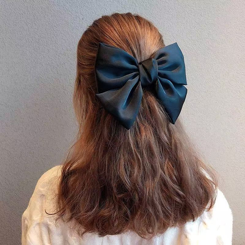 Korean Same Style Red Big Bow Hairpin Female Back Head Top Clip Simple French Retro Popular Kidsren's Hair Accessories