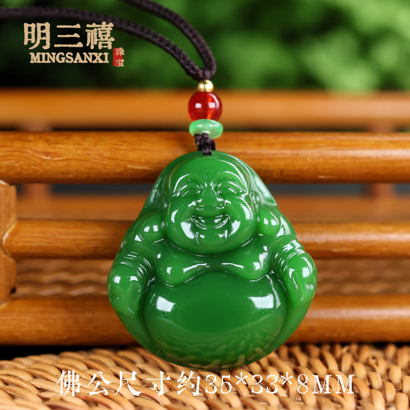 Xinjiang Outer Mongolian Material Pixiu Ping An No-thing Brand Lucky Bag Pendant Spinach Green Jasper Guanyin Buddha Dragon Brand Carp Pendant