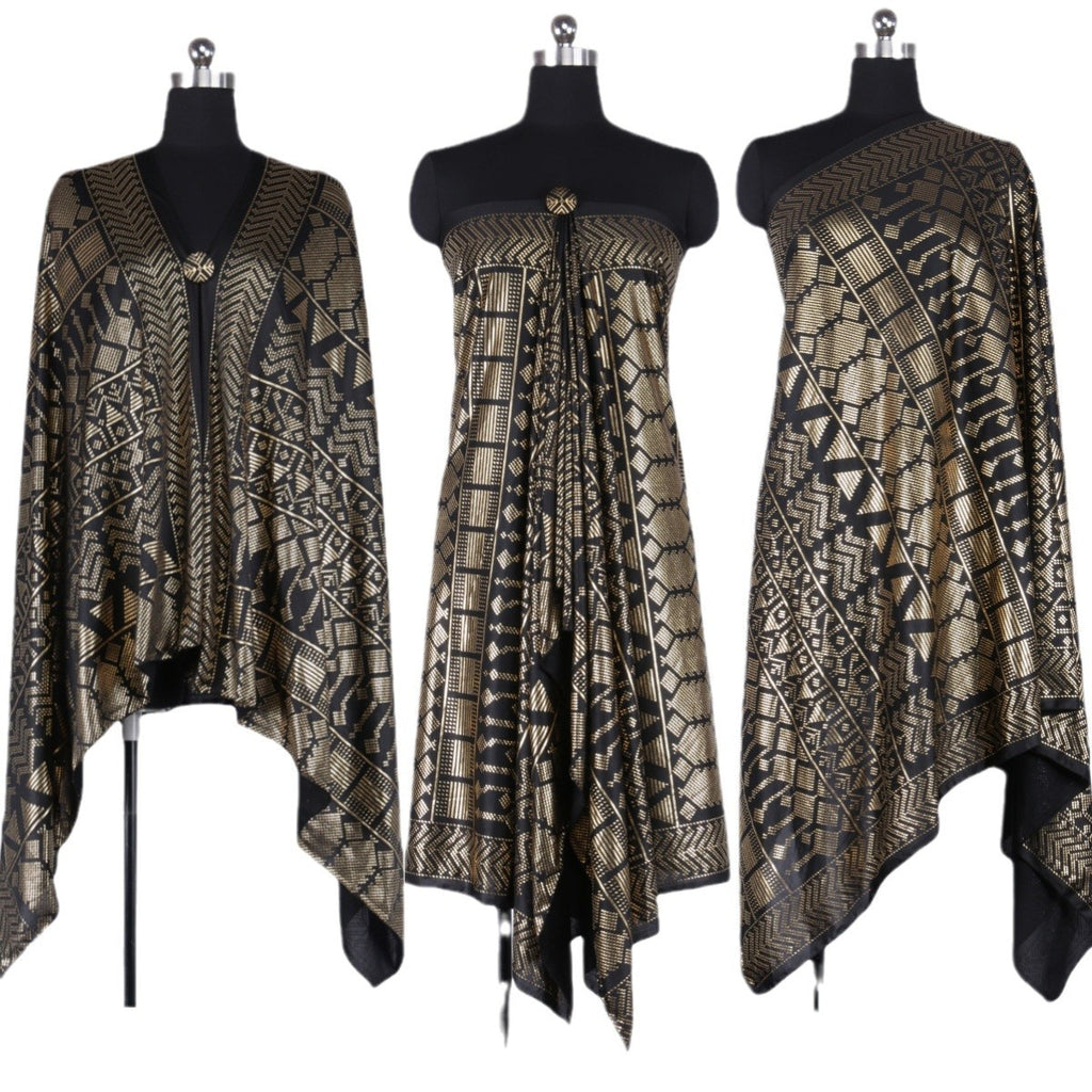 Foreign trade cross-border explosions retro tin foil gold gorgeous shawl four seasons all-match dustproof soft high-elastic women's scarf