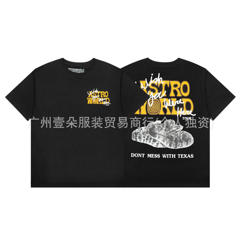 American High Street Abstract Graffiti Cartoon Animation Spoof Printed Short-Sleeved Oversize American Loose Half-Sleeved T-Shirt