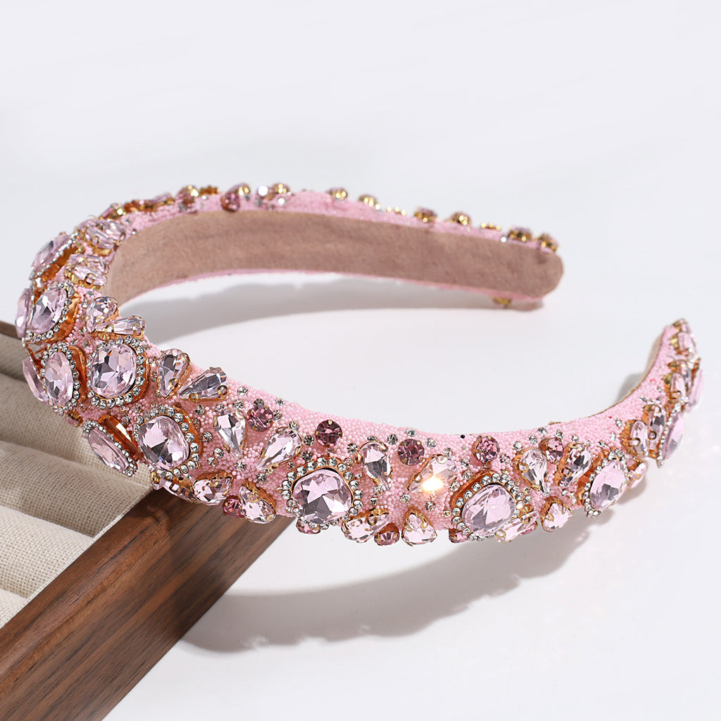 Cross-border Heavy Industry Luxury Full Diamond High-end Sense Headband Hair Accessories Fashion Temperament High Cranial Top Pressure Hair Headband Headwear for Women