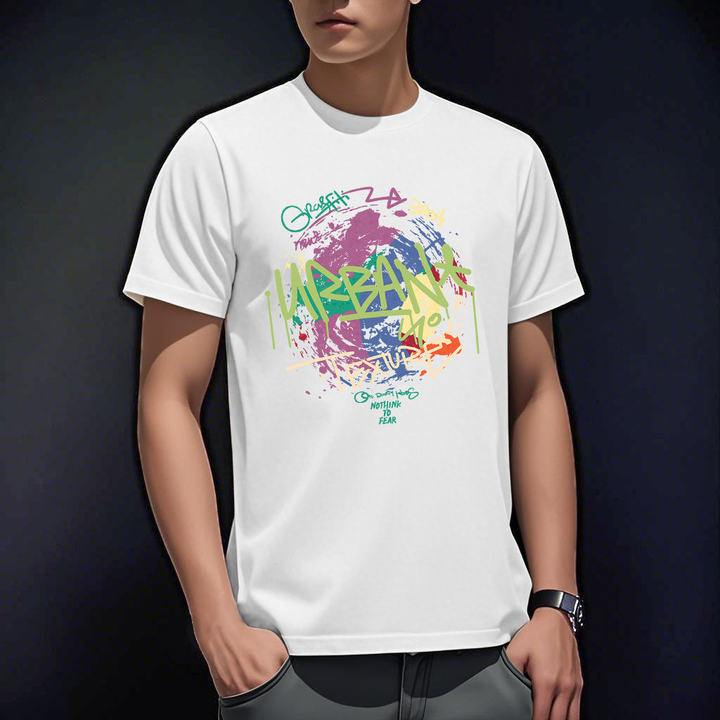 Summer Ice Silk Thin Round Neck Short-Sleeved T-Shirt for Men 2026 New Printed Pullover T-Shirt Trendy Slim Fit Men's Clothing