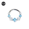 1.2mm thick 8~10mm inner diameter titanium alloy square color stitching zircon nose ring nasal septum puncture jewelry