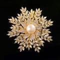 Korean Style Fashion Double Layer Snowflake Brooch High-end Exquisite Freshwater Pearl Corsage Autumn and Winter Coat Cardigan Accessories Pin