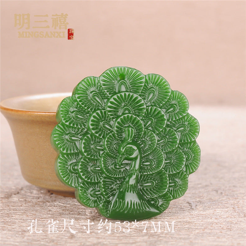 Xinjiang Outer Mongolian Material Pixiu Ping An No-thing Brand Lucky Bag Pendant Spinach Green Jasper Guanyin Buddha Dragon Brand Carp Pendant