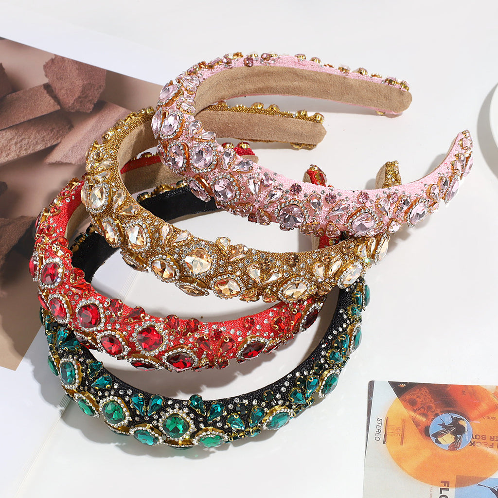 Cross-border Heavy Industry Luxury Full Diamond High-end Sense Headband Hair Accessories Fashion Temperament High Cranial Top Pressure Hair Headband Headwear for Women
