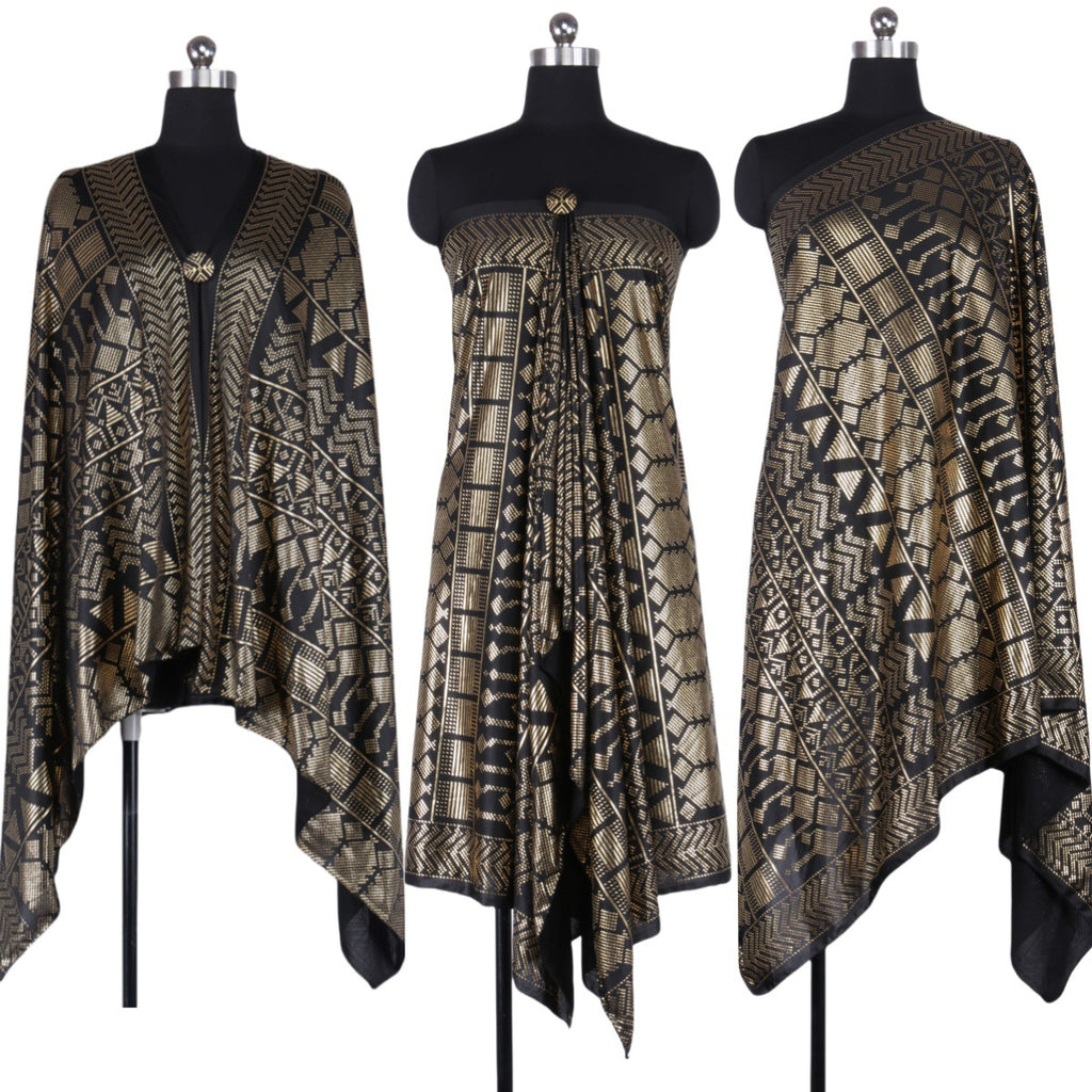 Foreign trade cross-border explosions retro tin foil gold gorgeous shawl four seasons all-match dustproof soft high-elastic women's scarf