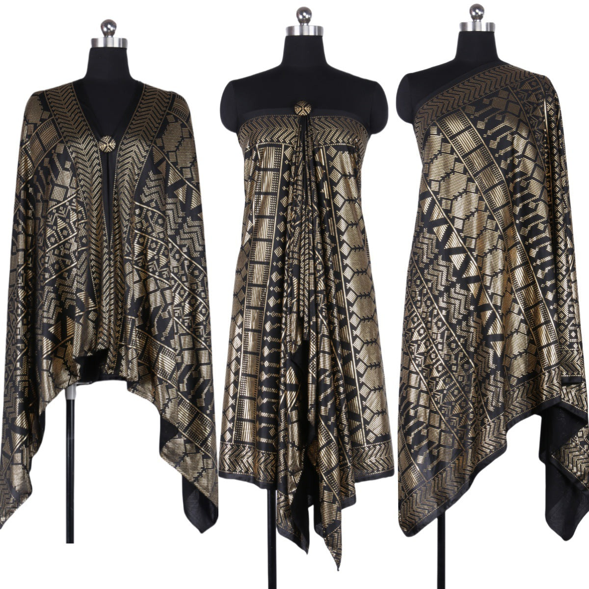 Foreign trade cross-border explosions retro tin foil gold gorgeous shawl four seasons all-match dustproof soft high-elastic women's scarf