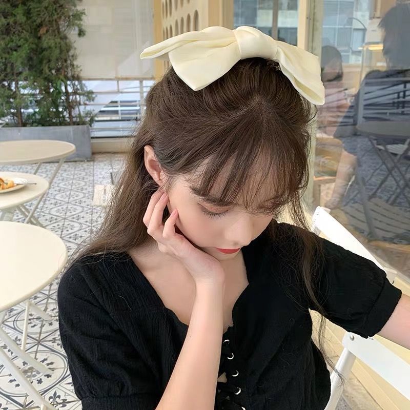 Korean Same Style Red Big Bow Hairpin Female Back Head Top Clip Simple French Retro Popular Kidsren's Hair Accessories