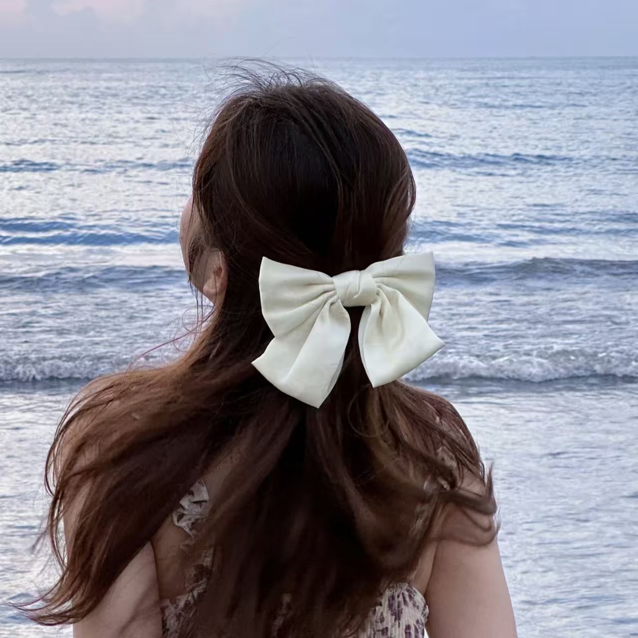 Korean Same Style Red Big Bow Hairpin Female Back Head Top Clip Simple French Retro Popular Kidsren's Hair Accessories
