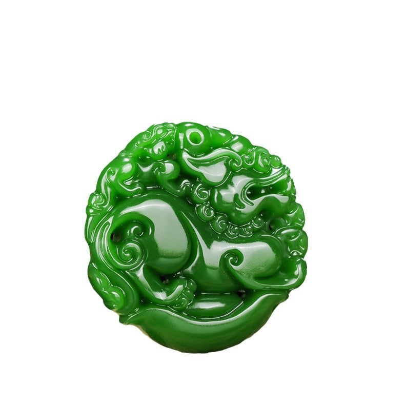 Xinjiang Outer Mongolian Material Pixiu Ping An No-thing Brand Lucky Bag Pendant Spinach Green Jasper Guanyin Buddha Dragon Brand Carp Pendant