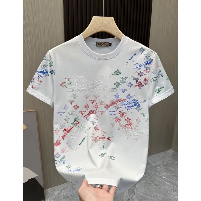New Short-Sleeved T-Shirt Men's Summer Korean Style Trendyy Simple Half-Sleeved Tops Hong Kong Style Loose Casual Trendyy Brand T-Shirts