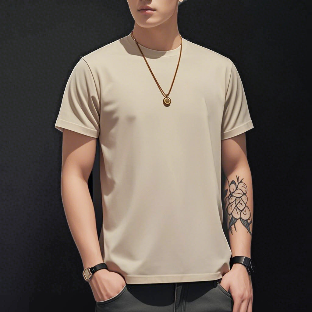 T-Shirt Soie de Glace Imprimé Homme - Slim Fit Été 2026