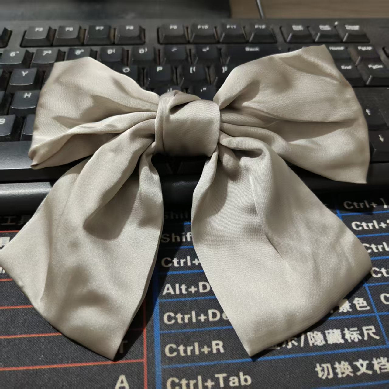 Korean Same Style Red Big Bow Hairpin Female Back Head Top Clip Simple French Retro Popular Kidsren's Hair Accessories