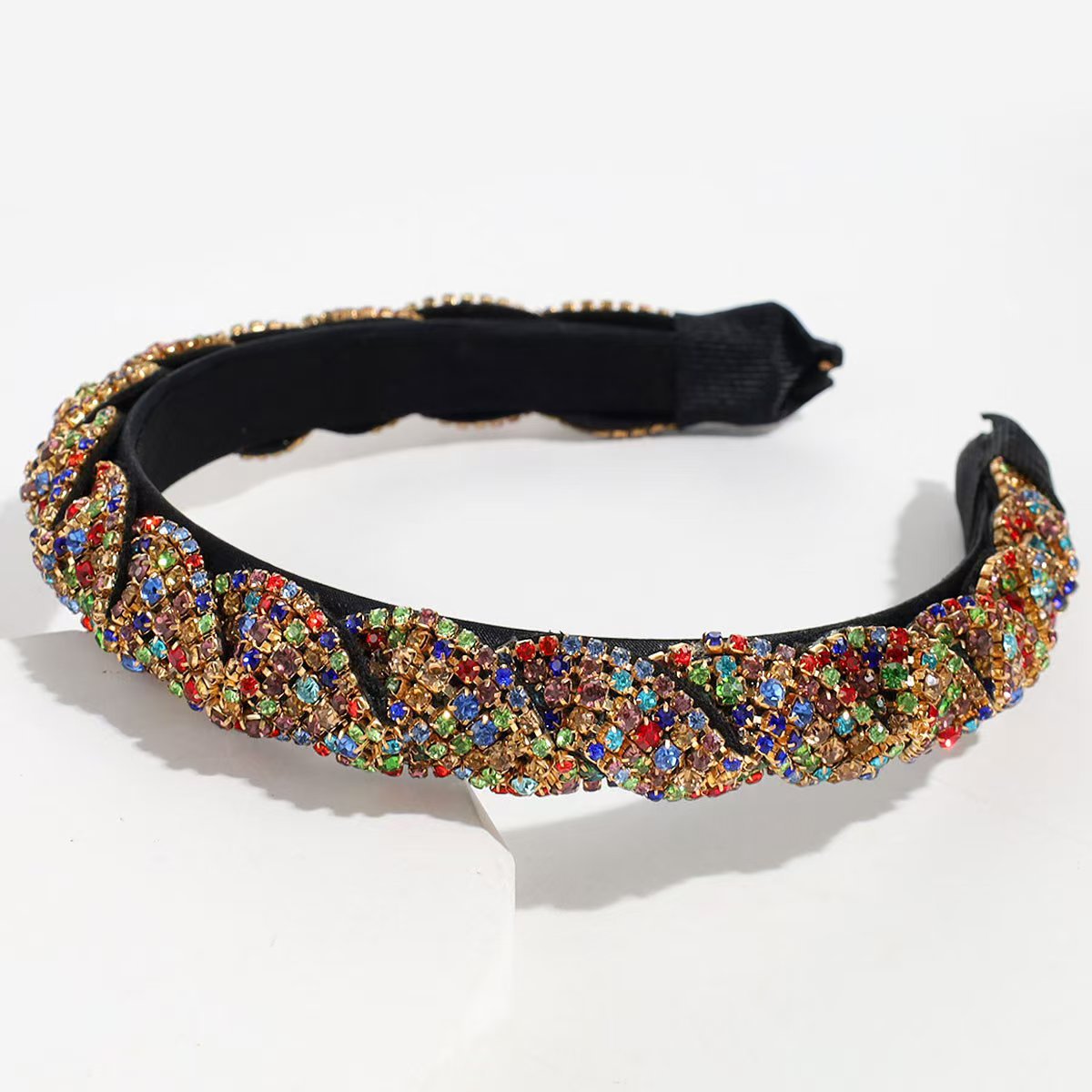 Cross-border Heavy Industry Luxury Full Diamond High-end Sense Headband Hair Accessories Fashion Temperament High Cranial Top Pressure Hair Headband Headwear for Women