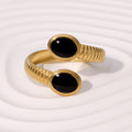 European and American Retro Temperament Simple Design Feeling Finger Ring Middle French High Feeling Gold-plated Geometric Stainless Steel Ring
