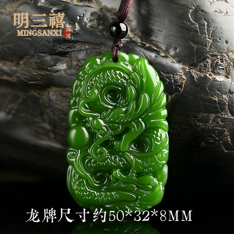 Xinjiang Outer Mongolian Material Pixiu Ping An No-thing Brand Lucky Bag Pendant Spinach Green Jasper Guanyin Buddha Dragon Brand Carp Pendant