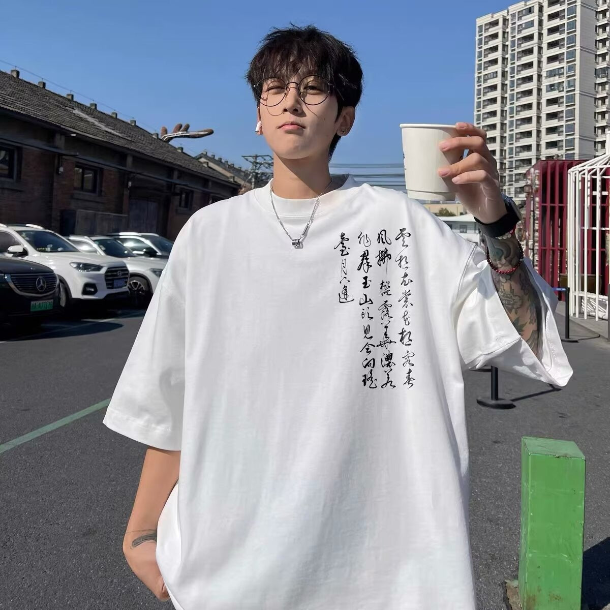 2025 New National Trend T-Shirt Men's Trendy Ins Short-Sleeved Trendy Brand Loose Summer Half-Sleeve