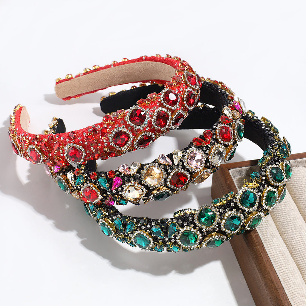 Cross-border Heavy Industry Luxury Full Diamond High-end Sense Headband Hair Accessories Fashion Temperament High Cranial Top Pressure Hair Headband Headwear for Women
