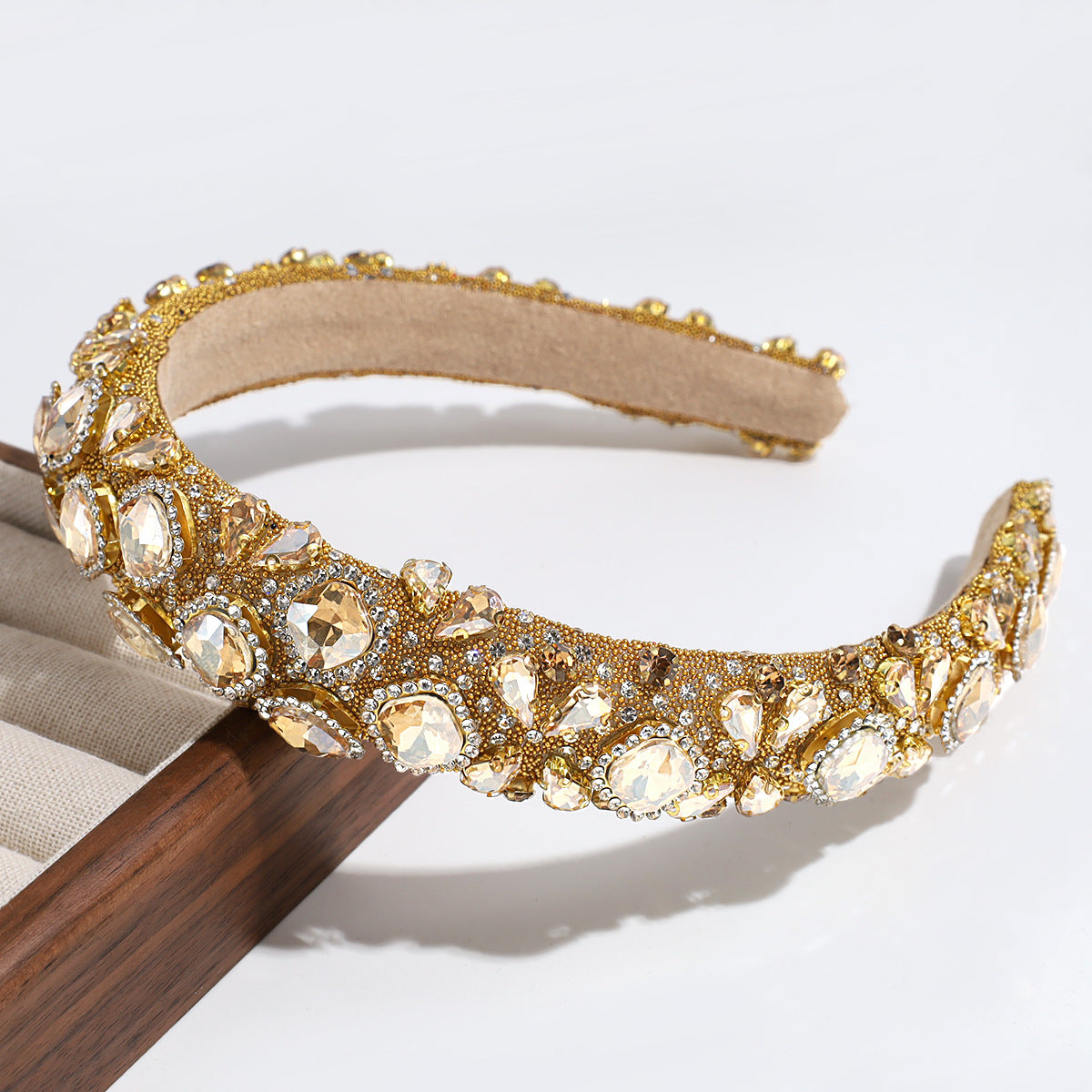 Cross-border Heavy Industry Luxury Full Diamond High-end Sense Headband Hair Accessories Fashion Temperament High Cranial Top Pressure Hair Headband Headwear for Women
