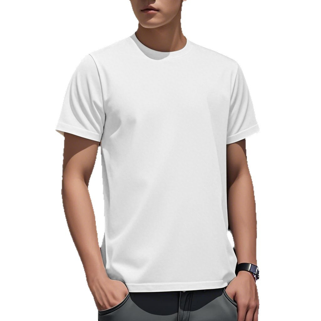 Summer Ice Silk Thin Round Neck Short-Sleeved T-Shirt for Men 2026 New Printed Pullover T-Shirt Trendy Slim Fit Men's Clothing