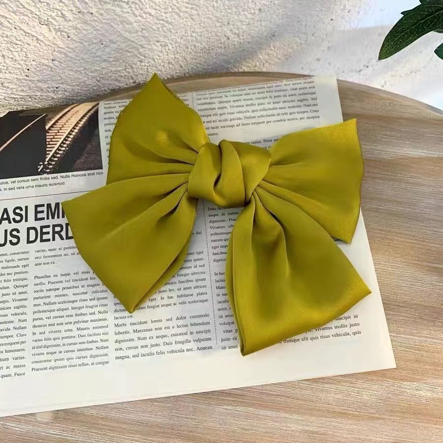 Korean Same Style Red Big Bow Hairpin Female Back Head Top Clip Simple French Retro Popular Kidsren's Hair Accessories