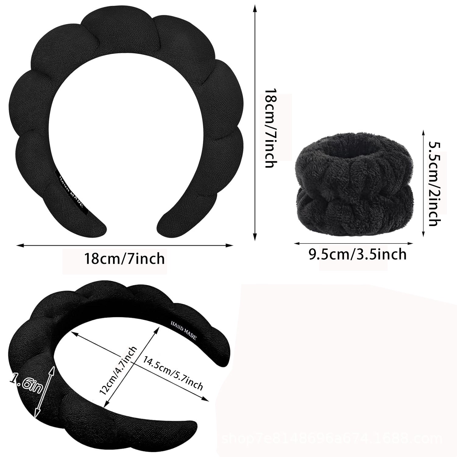 Cross-border selling European and American high cranial top women's face washing clouds sponge hairband makeup wrist band headband two-piece wholesale