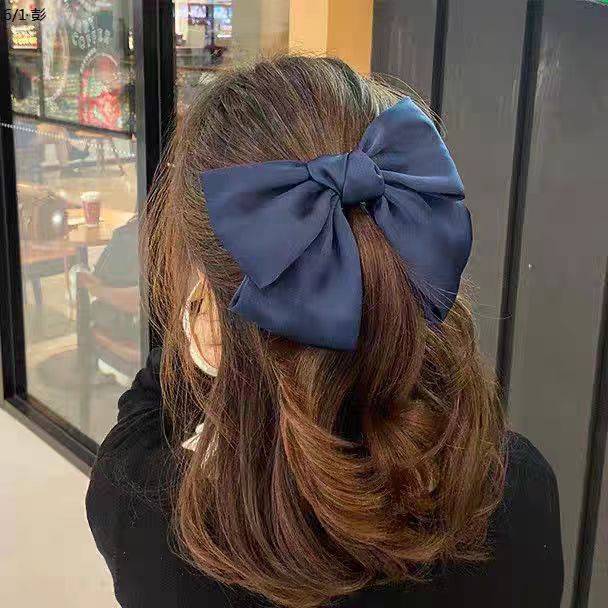 Korean Same Style Red Big Bow Hairpin Female Back Head Top Clip Simple French Retro Popular Kidsren's Hair Accessories