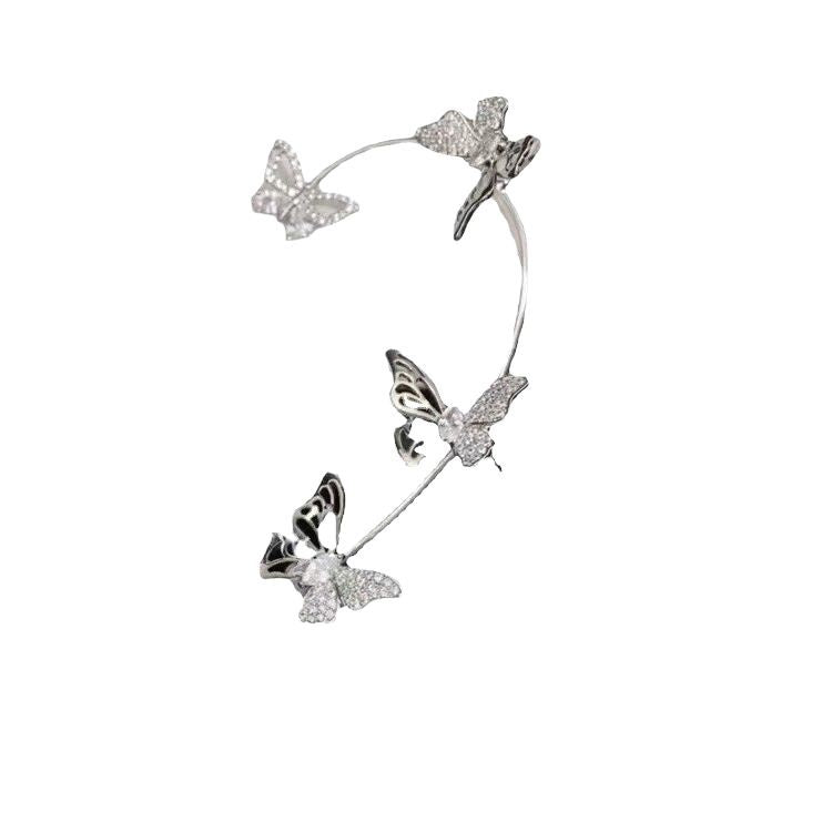 Douyin's New Super Flash Butterfly Elf Ear Hook Super Fairy Accessible Luxury Earrings Without Piercing All-In-One Ear Bone Clip Earrings