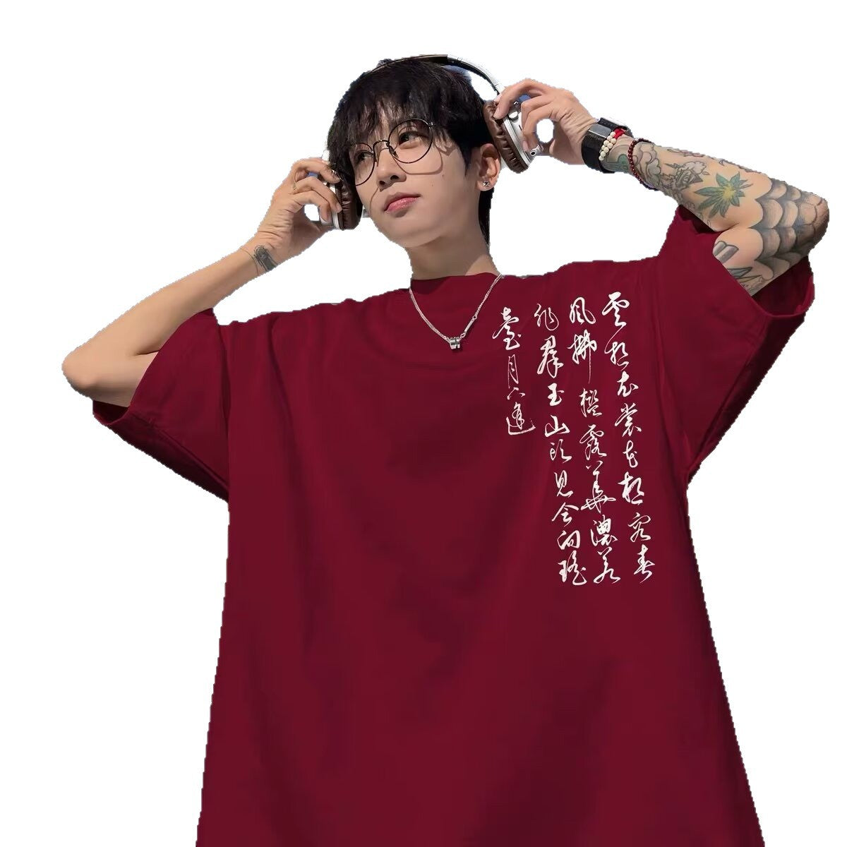 2025 New National Trend T-Shirt Men's Trendy Ins Short-Sleeved Trendy Brand Loose Summer Half-Sleeve