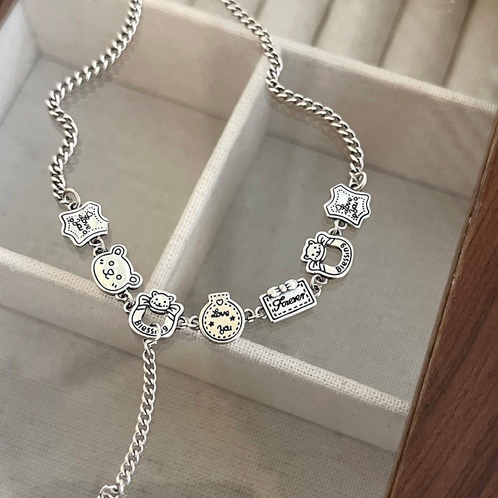 Gingerbread Man Bear Vintage Old Style Bracelet Women's Ins Niche Design High-grade Cute Cartoon Bracelet Trendy Jewelry