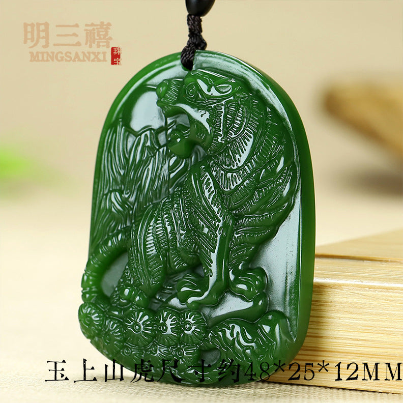 Xinjiang Outer Mongolian Material Pixiu Ping An No-thing Brand Lucky Bag Pendant Spinach Green Jasper Guanyin Buddha Dragon Brand Carp Pendant