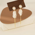 Diamond Round Pearl Shell Tassel Earrings French Elegant Korean Style Light Luxury Advanced Mosquito Incense Plate Ear Clip