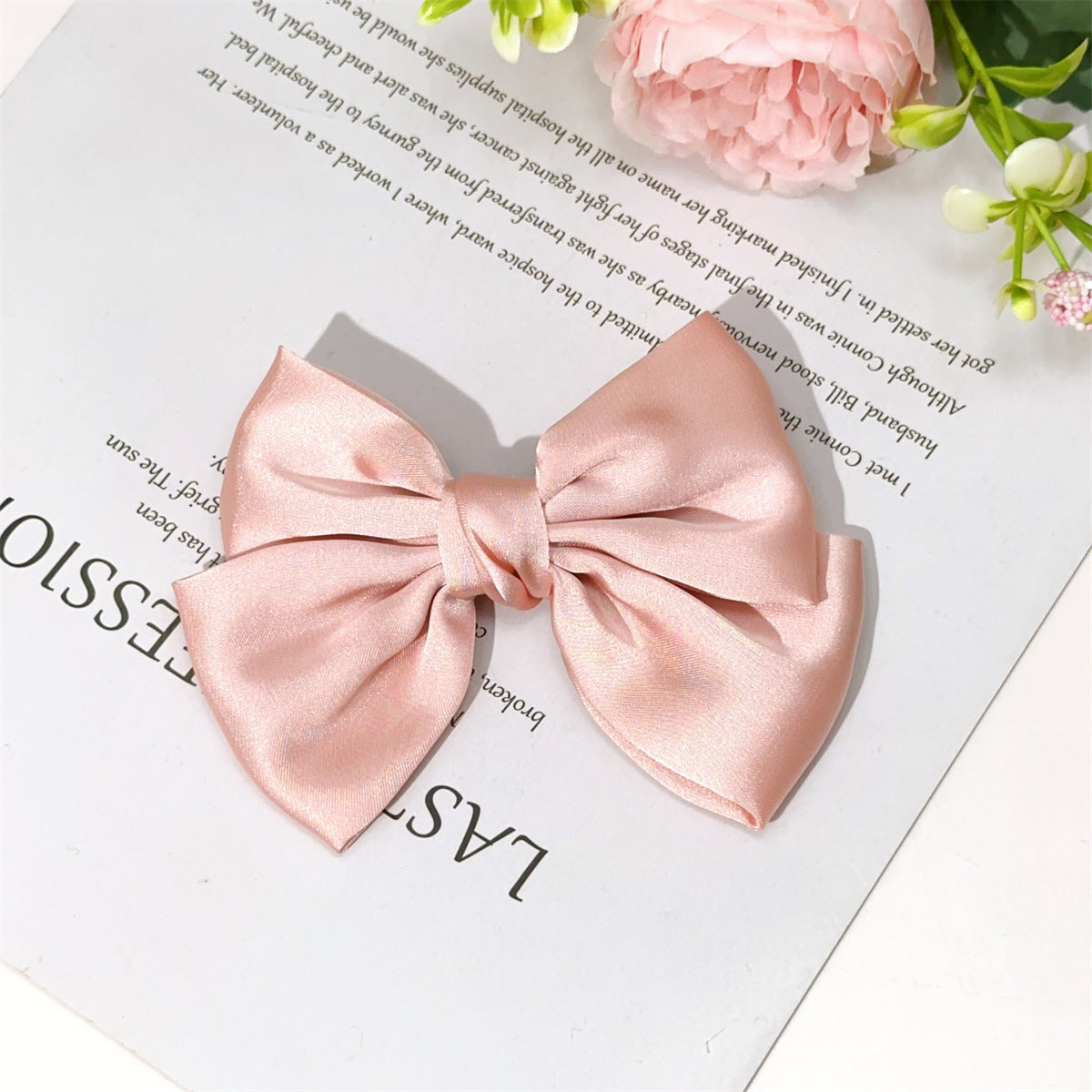 Korean Same Style Red Big Bow Hairpin Female Back Head Top Clip Simple French Retro Popular Kidsren's Hair Accessories