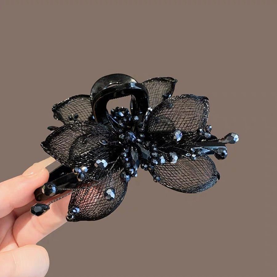 Korean-Style High-End Handmade Copper Wire Braided Flower Hair Clip, Plastic Resin Large Shark Clip for Updo at the Back of the Head