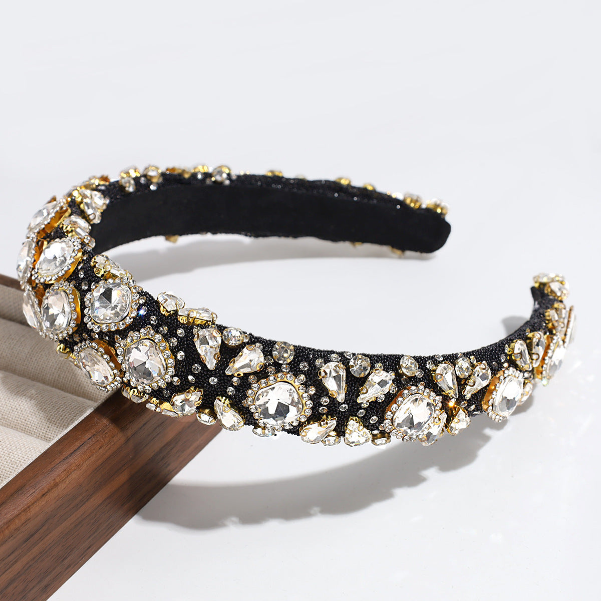 Cross-border Heavy Industry Luxury Full Diamond High-end Sense Headband Hair Accessories Fashion Temperament High Cranial Top Pressure Hair Headband Headwear for Women