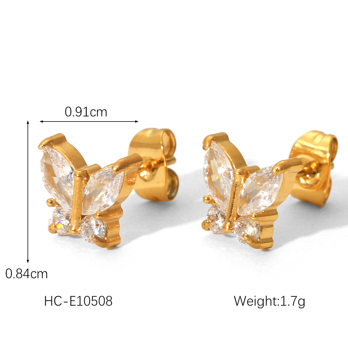 European and American Fashion Distinctive Butterfly Zircon Star Earrings Ins Light Luxury Stainless Steel Five-petal Flower Pearl Earrings Earrings