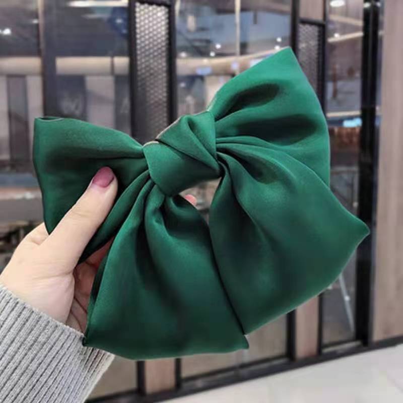 Korean Same Style Red Big Bow Hairpin Female Back Head Top Clip Simple French Retro Popular Kidsren's Hair Accessories