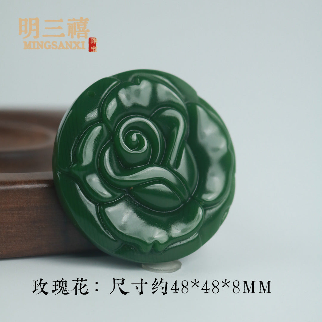 Xinjiang Outer Mongolian Material Pixiu Ping An No-thing Brand Lucky Bag Pendant Spinach Green Jasper Guanyin Buddha Dragon Brand Carp Pendant