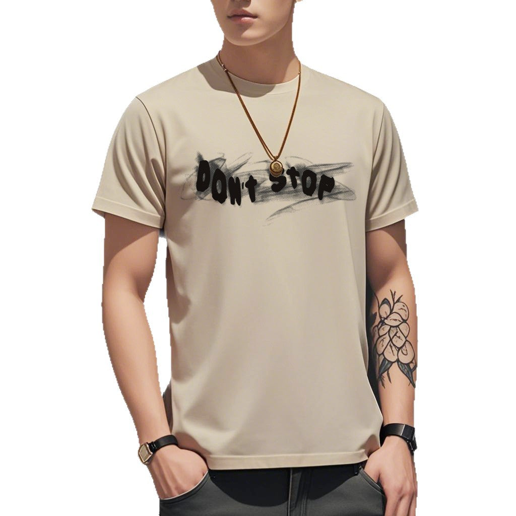 2026 Summer Korean Style Printed Men's Short-Sleeved T-Shirt Slim Fit Round Neck Half-Sleeved T-Shirt Trendy Versatile T-Shirt Top