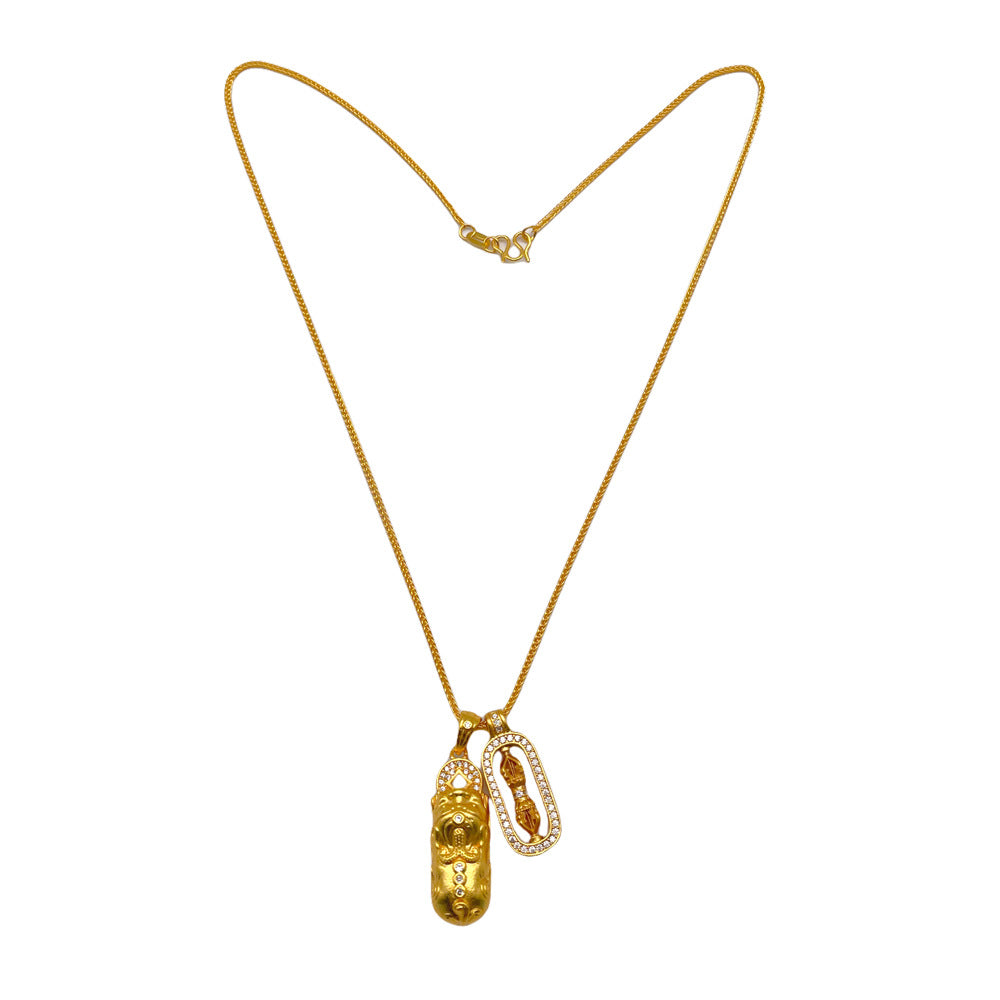 French Retro High-End Clavicle Chain with Diamond-Encrusted Rotating Double Gourd Stacked Chopard Chain Necklace for Women