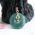 Collier Pendentif Jade Naturel Grade A - Boucle de Paix Eau Bleue