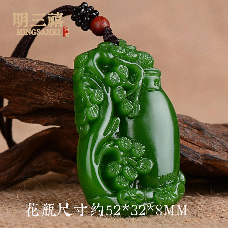 Xinjiang Outer Mongolian Material Pixiu Ping An No-thing Brand Lucky Bag Pendant Spinach Green Jasper Guanyin Buddha Dragon Brand Carp Pendant