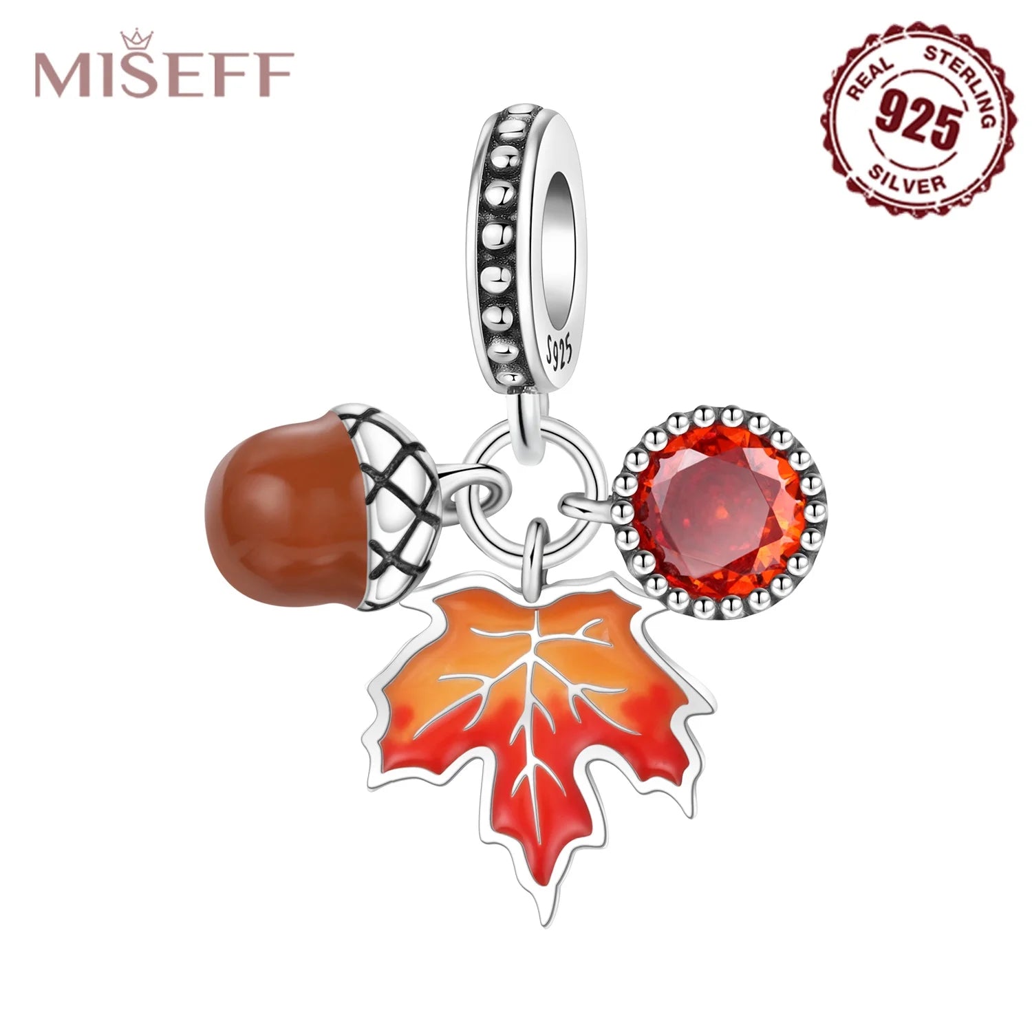 MISEFF S925 Sterling Silver Charm Pink Cherry Blossoms and Lotus Flowers Pendant Original Jewelry Making DIY Mother's Day Gifts